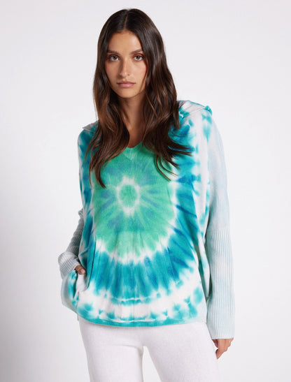 Notshy Batik-Hoodie Kaschmir Canyon Tie & Dye Hellblau Türkis Model 3