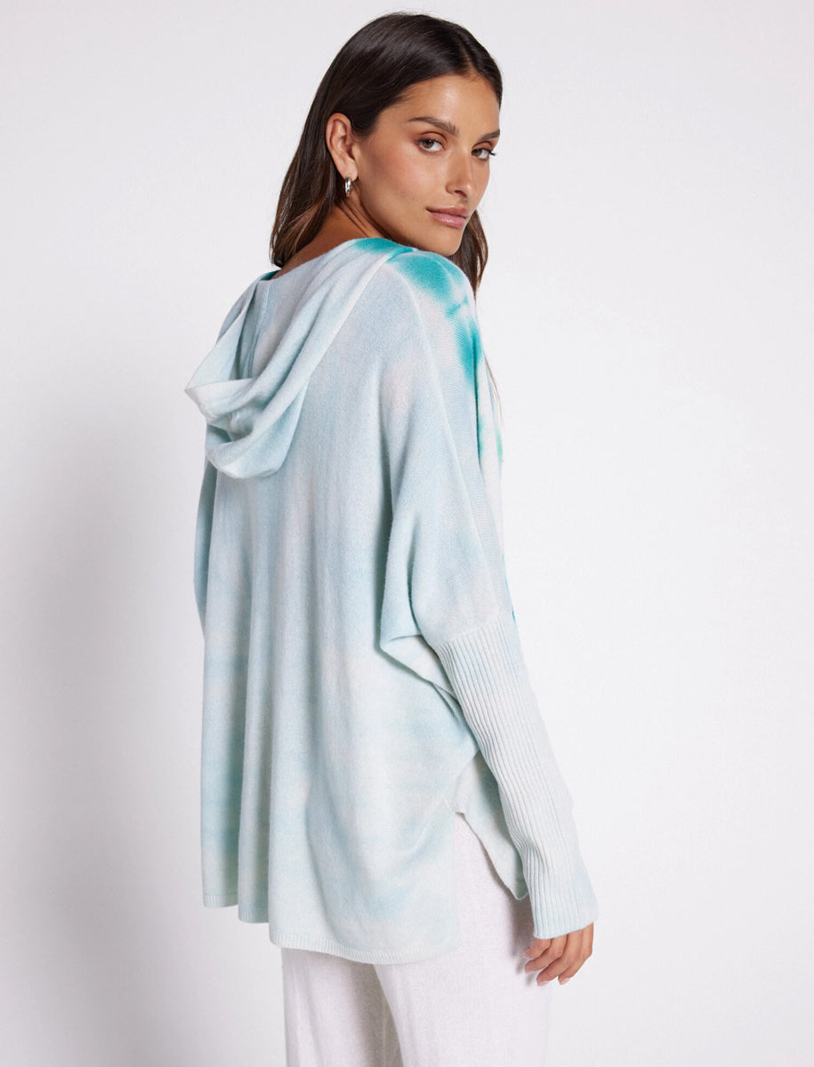 Notshy Batik-Hoodie Kaschmir Canyon Tie & Dye Hellblau Türkis Model 4