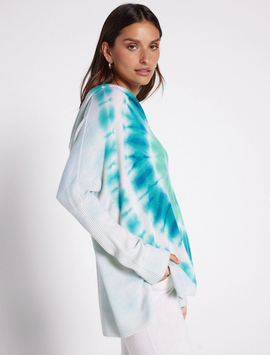 Notshy Batik-Hoodie Kaschmir Canyon Tie & Dye Hellblau Türkis Model 5