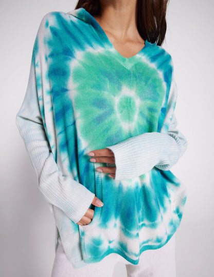 Notshy Batik-Hoodie Kaschmir Canyon Tie & Dye Hellblau Türkis Model