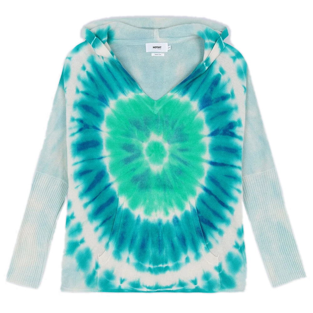 Notshy Batik-Hoodie Kaschmir Canyon Tie & Dye Hellblau Türkis
