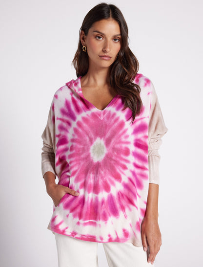 Notshy Batik-Hoodie Kaschmir Canyon Tie & Dye Pink Beige Model 2