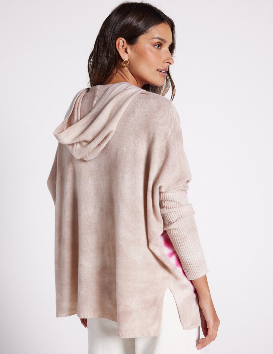 Notshy Batik-Hoodie Kaschmir Canyon Tie & Dye Pink Beige Model 3