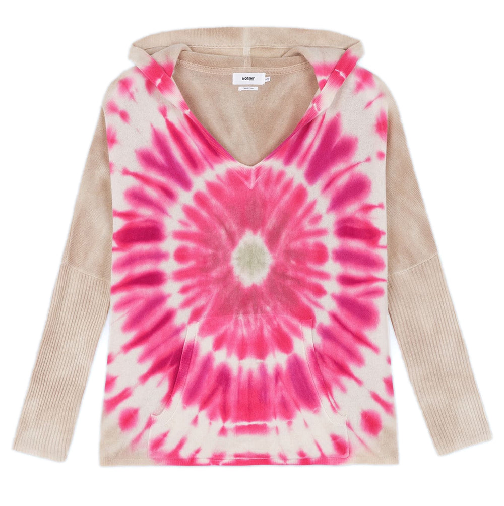 Notshy Batik-Hoodie Kaschmir Canyon Tie & Dye Pink Beige