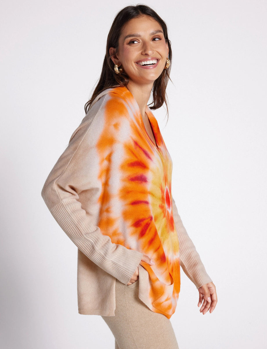 Notshy Batik-Hoodie Kaschmir Canyon Tie & Dye Sunny Dye Rippärmel Model 2