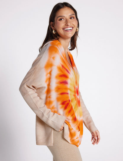 Notshy Batik-Hoodie Kaschmir Canyon Tie & Dye Sunny Dye Rippärmel Model 2