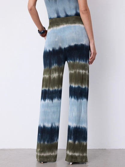 Notshy Batikhose Mika Lyocell-Leinen-Mix Khaki Oliv Hellblau Navy Gerade Passform Rückseite
