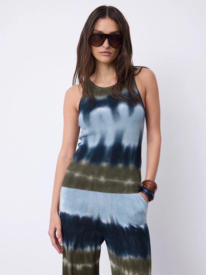 Notshy Batikhose Mika Lyocell-Leinen-Mix Khaki Oliv Hellblau Navy Gerade Passform Model 2