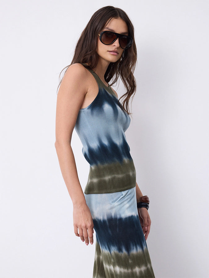 Notshy Batikhose Mika Lyocell-Leinen-Mix Khaki Oliv Hellblau Navy Gerade Passform Model 3