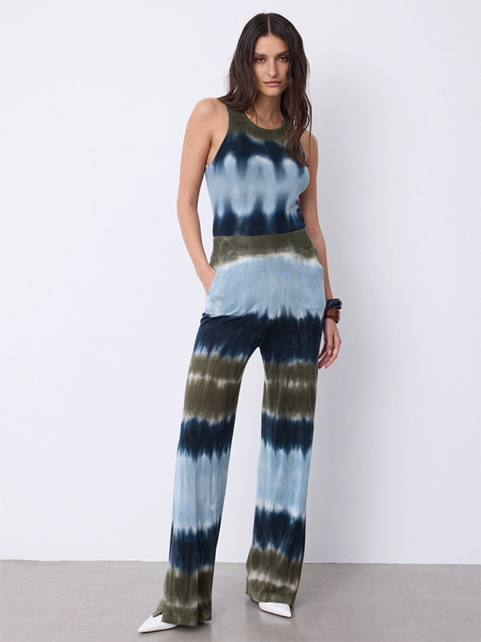 Notshy Batikhose Mika Lyocell-Leinen-Mix Khaki Oliv Hellblau Navy Gerade Passform Model