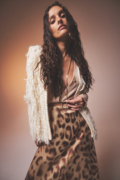 Notshy Boho Fransenweste Scarlett Beige Model 2