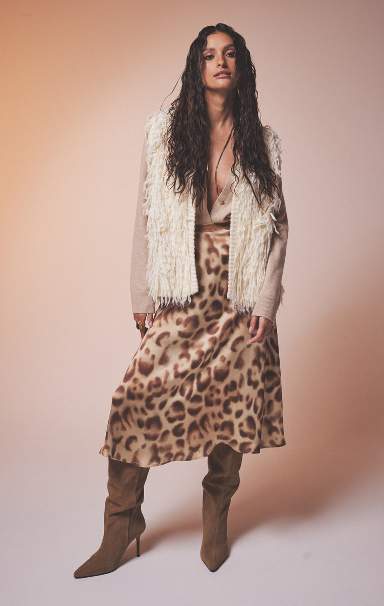 Notshy Boho Fransenweste Scarlett Beige Model