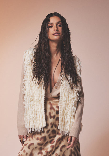 Notshy Boho Fransenweste Scarlett Beige