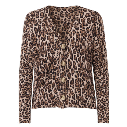 Notshy Cardigan Moki Leopard Modal Kaschmir Leopard-Print Regular-Fit V-Ausschnitt