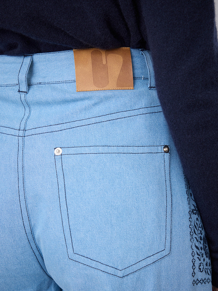Notshy Jeanshose Joy Denim Wide-Leg Country-Style-Print Detail Rückseite