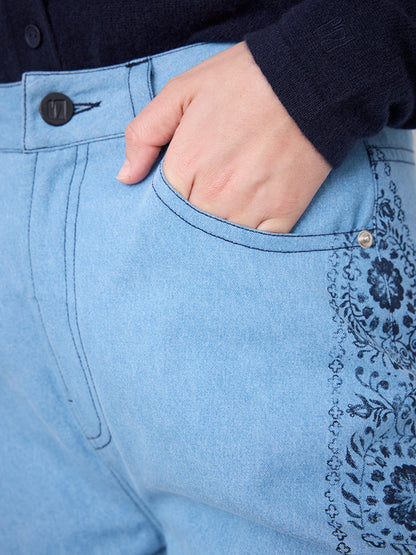 Notshy Jeanshose Joy Denim Wide-Leg Country-Style-Print Detail