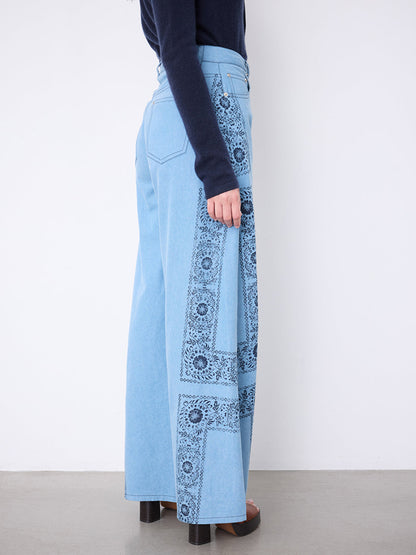Notshy Jeanshose Joy Denim Wide-Leg Country-Style-Print Model 1