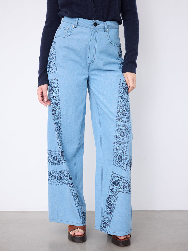 Notshy Jeanshose Joy Denim Wide-Leg Country-Style-Print Model 2