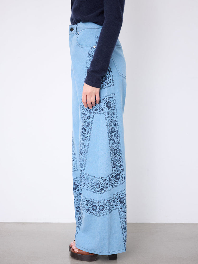 Notshy Jeanshose Joy Denim Wide-Leg Country-Style-Print Model
