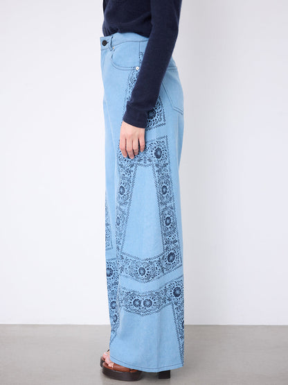Notshy Jeanshose Joy Denim Wide-Leg Country-Style-Print Model