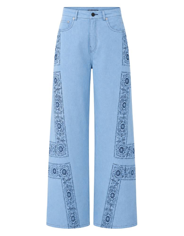 Notshy Jeanshose Joy Denim Wide-Leg Country-Style-Print