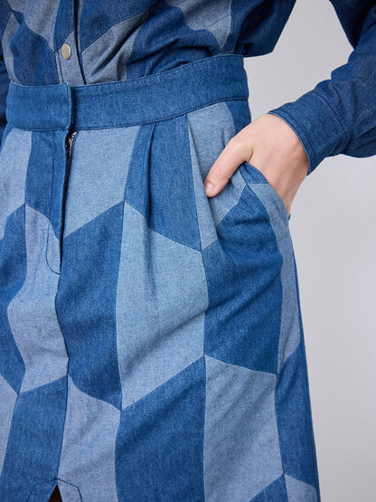 Notshy Jeansrock Deniim Patchwork Mira 100 % Baaumwolle Detail