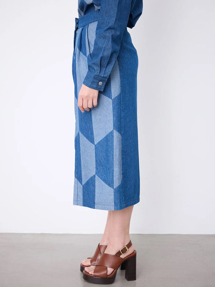 Notshy Jeansrock Deniim Patchwork Mira 100 % Baaumwolle Seitlich
