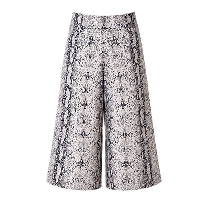 Notshy Kaschmir Bermuda-Hose Joanna Python-Print 100% Kaschmir Elastischer Bund Leichte A-Linie