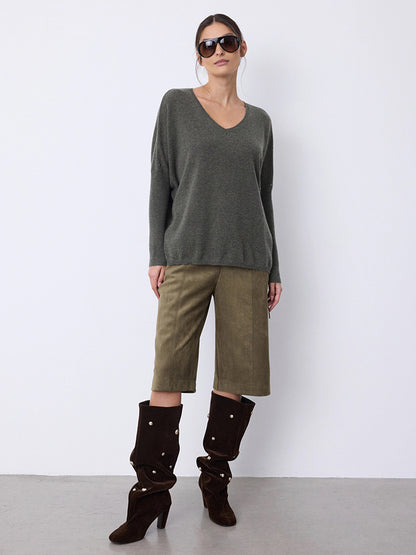 Notshy Cashmere Fransenpullover Nieten 100% Kaschmir Ash Grau