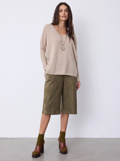 Notshy Cashmere Fransenpullover Nieten 100% Kaschmir Sandstone Sand Model