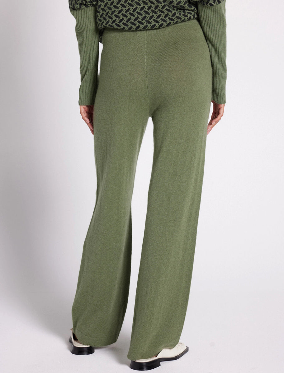 Notshy Kaschmir Hose Dulcina Oliv Lichen Straight-Fit Rückseite