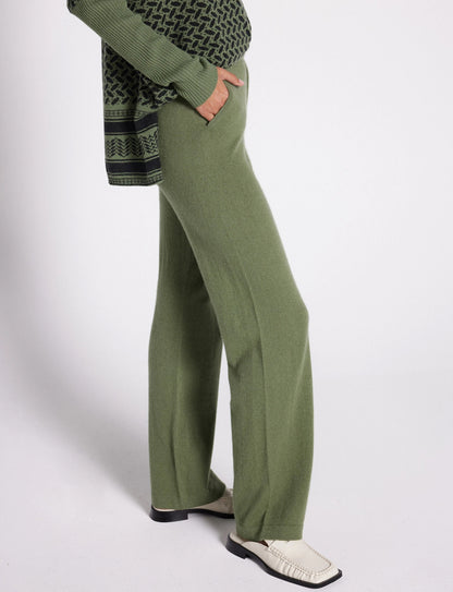 Notshy Kaschmir Hose Dulcina Oliv Lichen Straight-Fit Seitlich