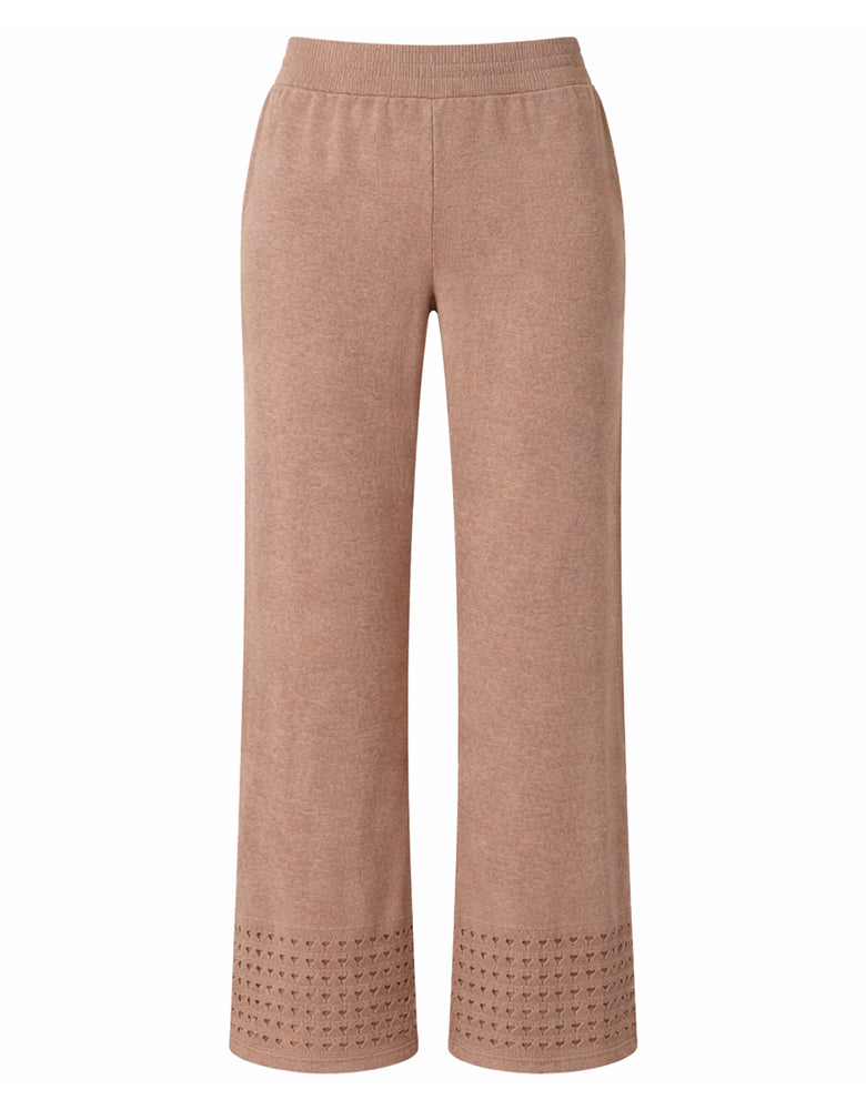Notshy Leinenhose Aruba Lochstricksaum Straight Fit Mokka
