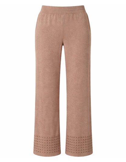 Notshy Leinenhose Aruba Lochstricksaum Straight Fit Mokka