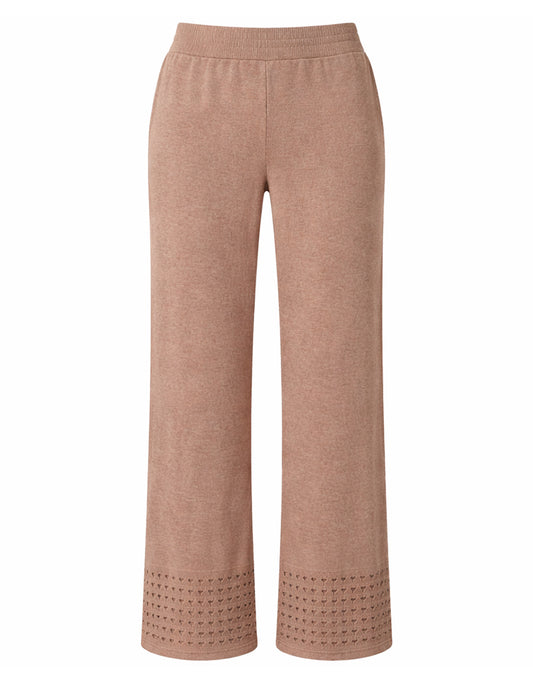 Notshy Leinenhose Aruba Lochstricksaum Straight Fit Mokka