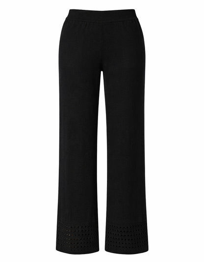 Notshy Leinenhose Aruba Lochstricksaum Straight Fit Beige Schwarz
