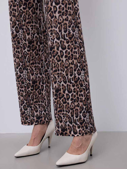 Notshy Leopard Hose Mika Modal Kaschmir Leopard-Print Verkürzte Passform Elastischer Bund Detail 2