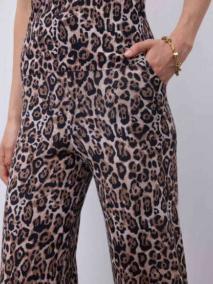 Notshy Leopard Hose Mika Modal Kaschmir Leopard-Print Verkürzte Passform Elastischer Bund Detail