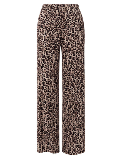 Notshy Leopard Hose Mika Modal Kaschmir Leopard-Print Verkürzte Passform Elastischer Bund