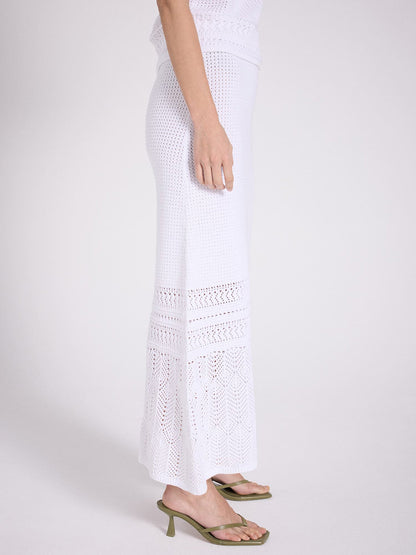 Notshy Boho Maxi Rock Lochmuster Tila Baumwolle Weiß Elastischer Bund  Seitlich