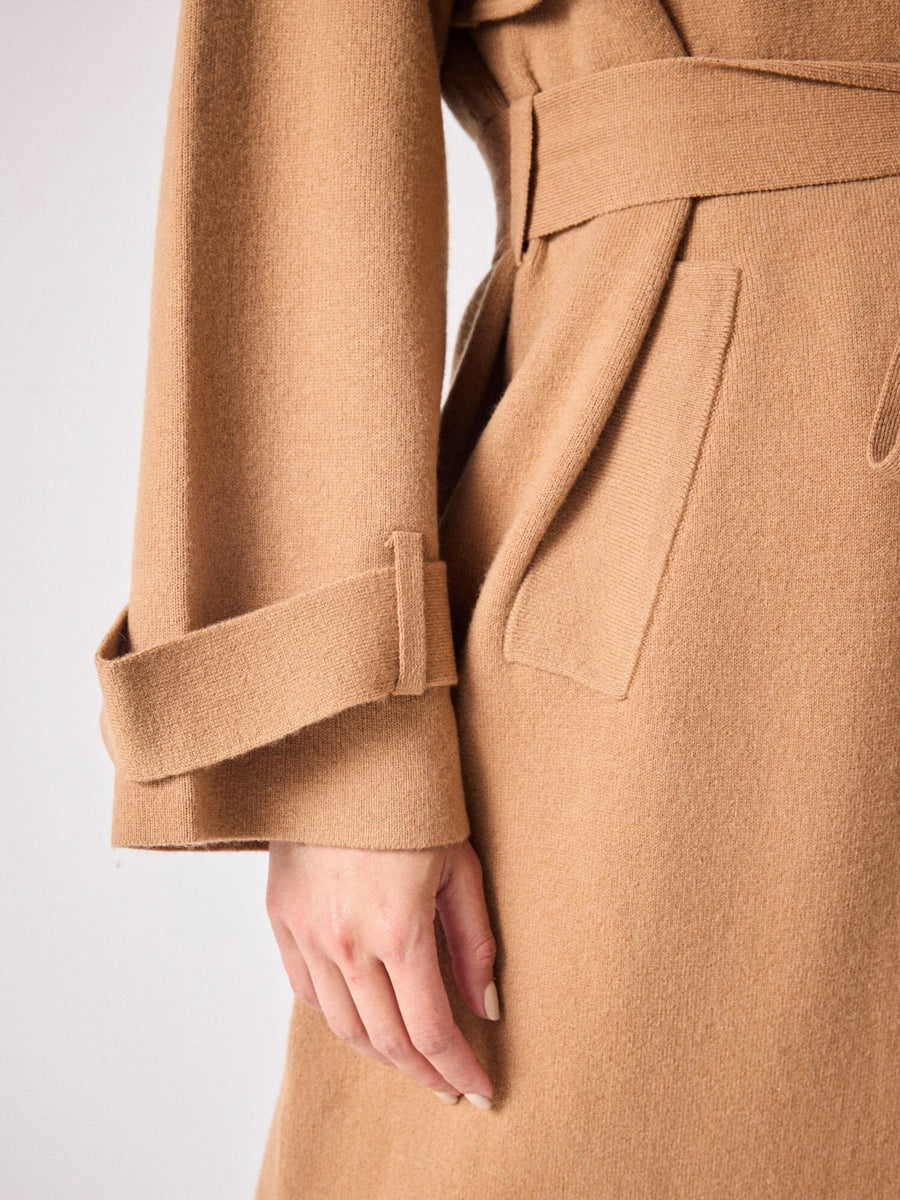 Notshy Langer Trenchcoat Mantel Talia Wolle-Kaschmir-Mix Camel Detail 2