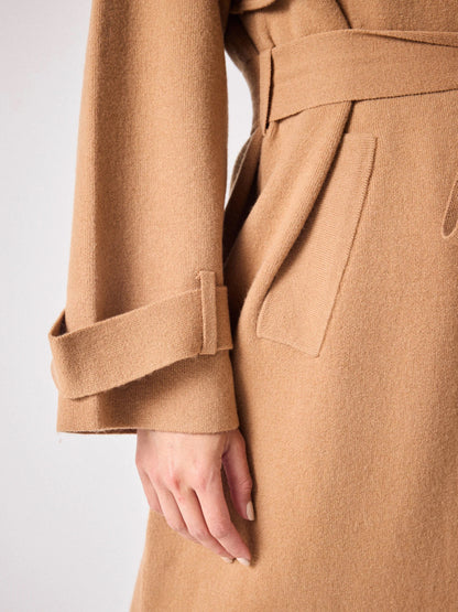 Notshy Langer Trenchcoat Mantel Talia Wolle-Kaschmir-Mix Camel Detail 2