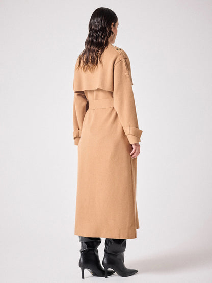 Notshy Langer Trenchcoat Mantel Talia Wolle-Kaschmir-Mix Camel Model 4
