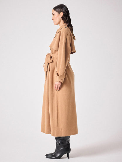 Notshy Langer Trenchcoat Mantel Talia Wolle-Kaschmir-Mix Camel Model 5