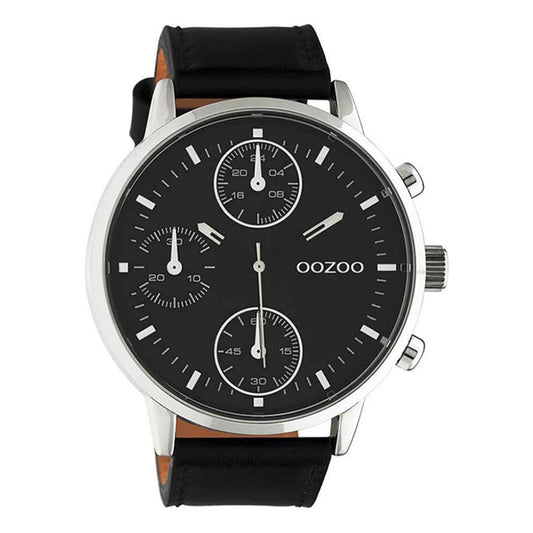 OOZOO Chronograph Schwarz Lederarmband Schwarz 50 mm C10688