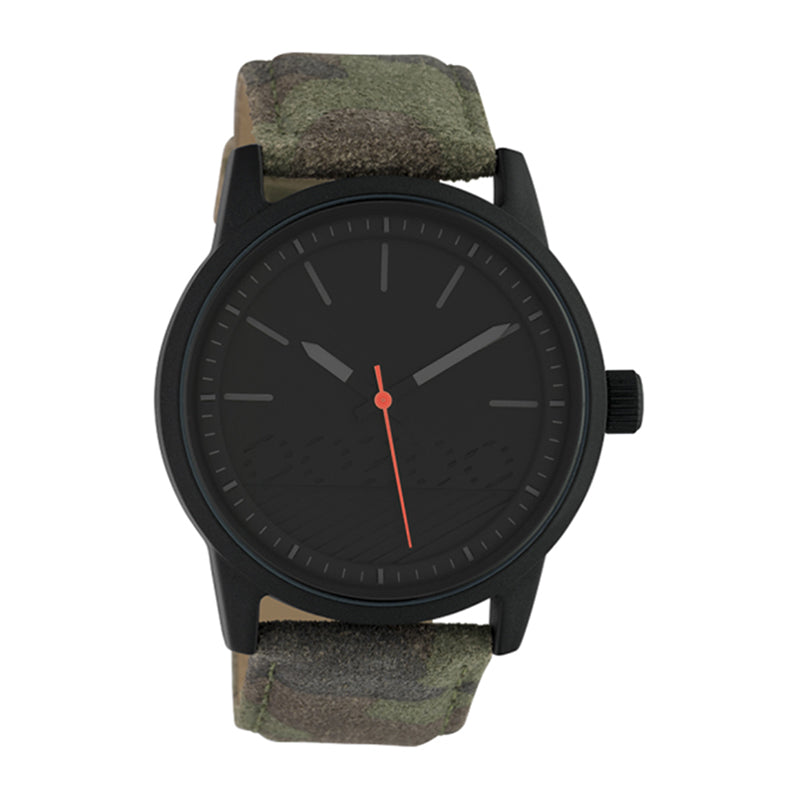 OOZOO Uhr Schwarz Plattiert Wildleder-Armband Camouflage 45 mm C10307