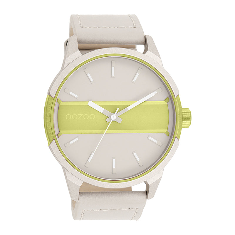 OOZOO Chronograph Beige Gelb Aluminiumgehäuse Matt Lederband 48 mm C11364