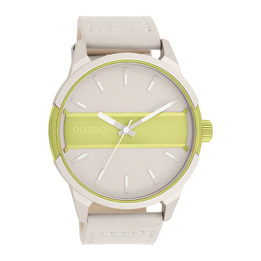 OOZOO Chronograph Beige Gelb Aluminiumgehäuse Matt Lederband 48 mm C11364