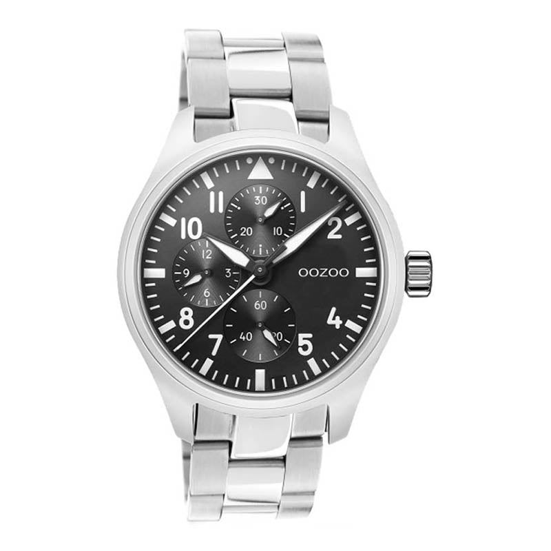 OOZOO Chronograph Edelstahl-Armband Zifferblatt Schwarz 42 mm C10956