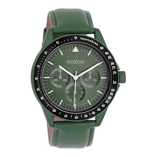 OOZOO Chronograph Grün Dunkelgrün Lederarmband 45 mm C11111